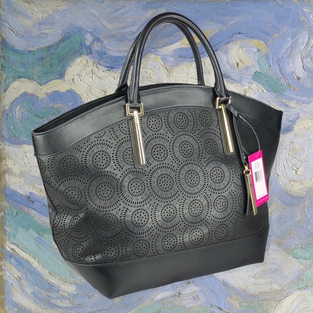 NWT VINCE CAMUTO Caviar Lena Leather tote MSRP $278